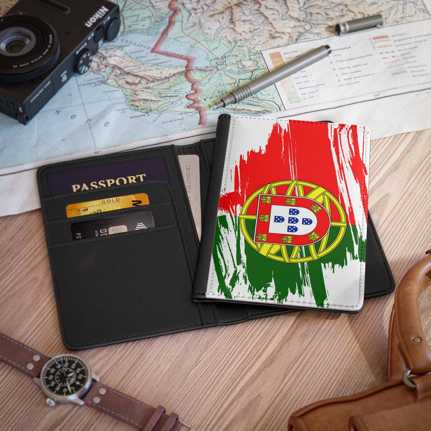 Portugal Flag Passport Holder, traveler's and expats' essential, study abroad must-have, wanderlust accessory