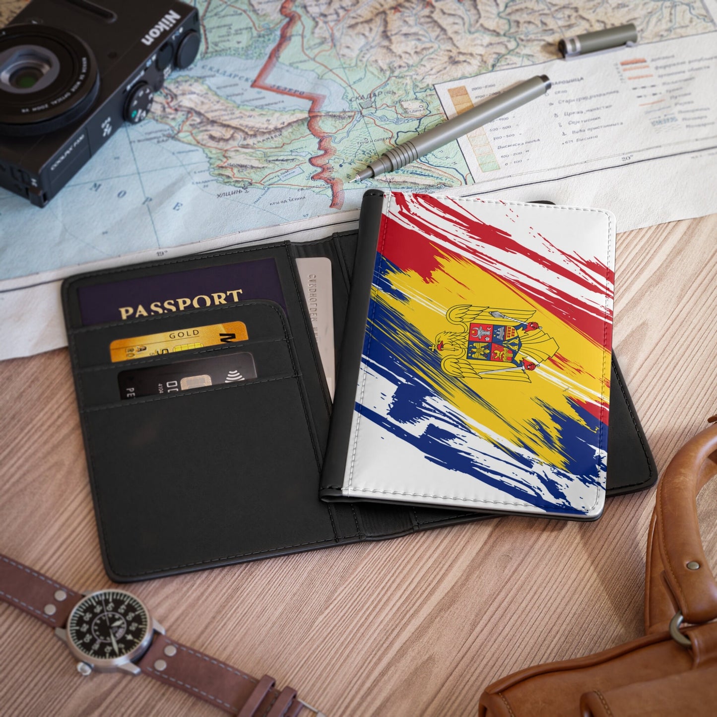 Romania Flag Passport Holder, traveler's and expats' essential, study abroad must-have, wanderlust accessory