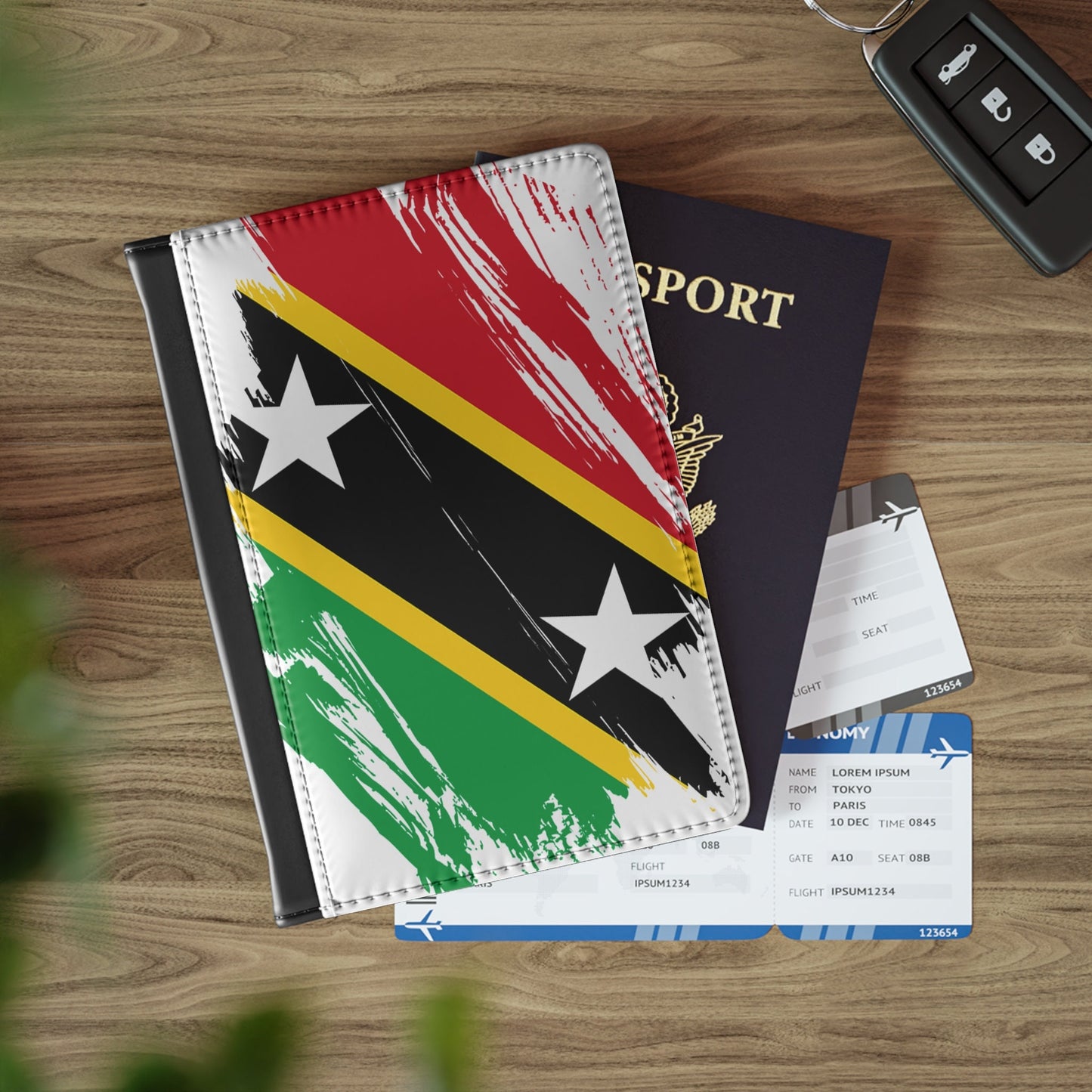 Saint Kitts and Nevis Flag Passport Holder, traveler's and expats' essential, study abroad must-have, wanderlust accessory