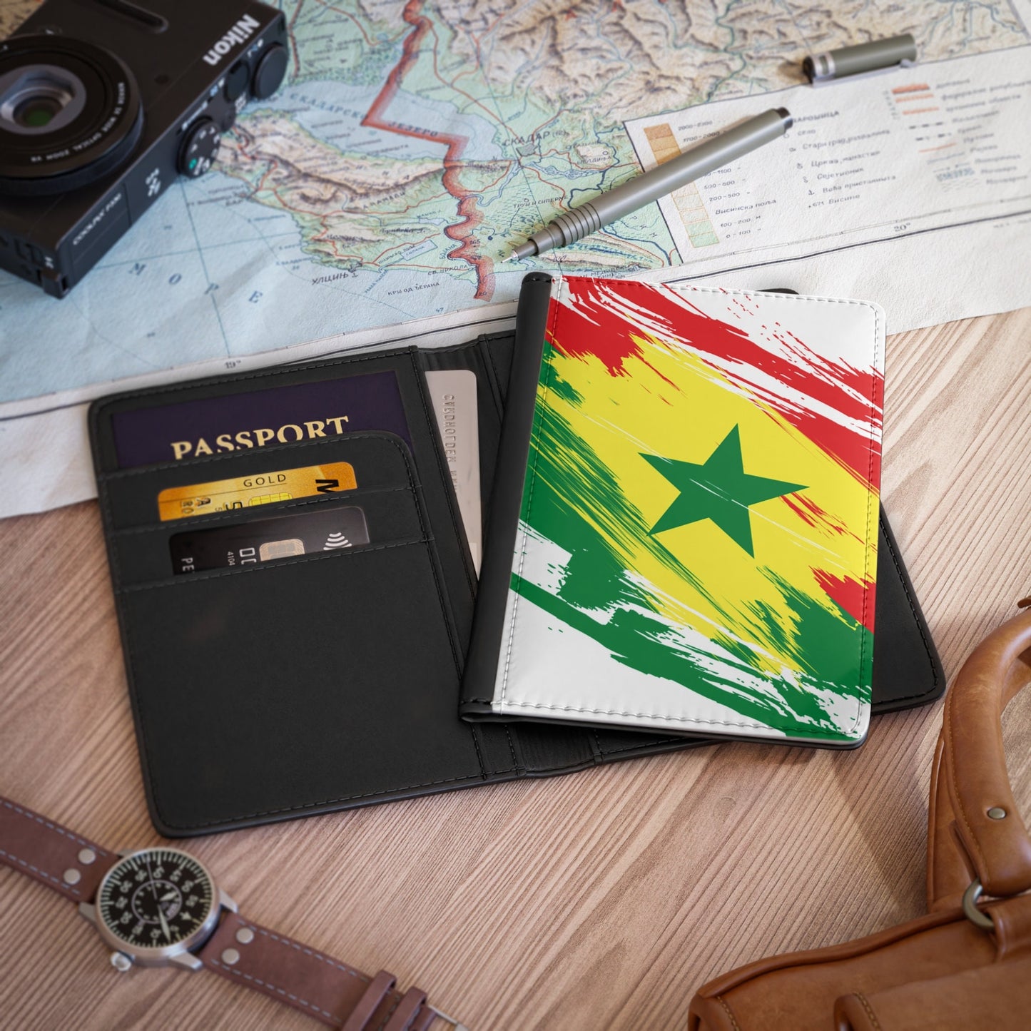 Senegal Flag Passport Holder, traveler's and expats' essential, study abroad must-have, wanderlust accessory