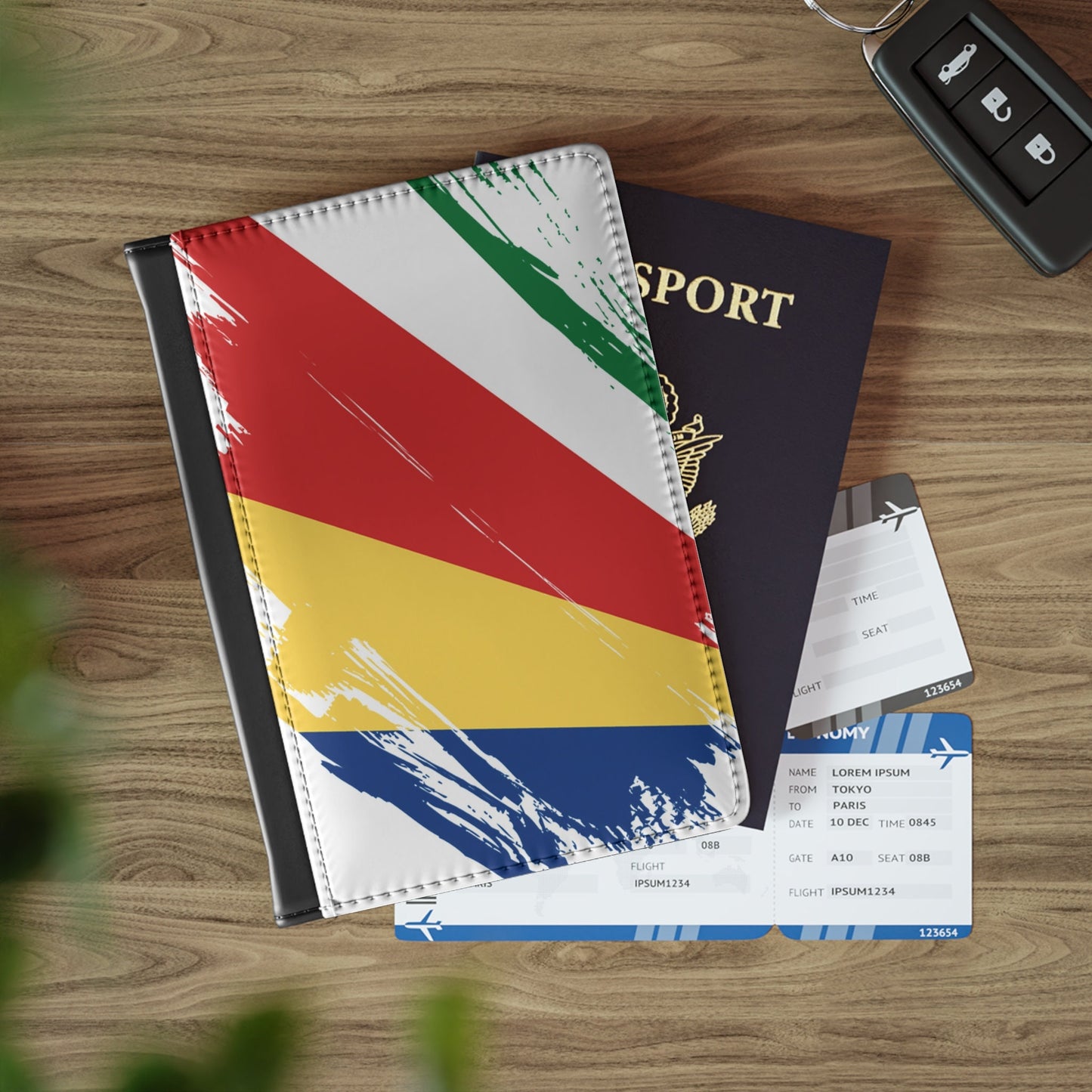 Seychelles Flag Passport Holder, traveler's and expats' essential, study abroad must-have, wanderlust accessory