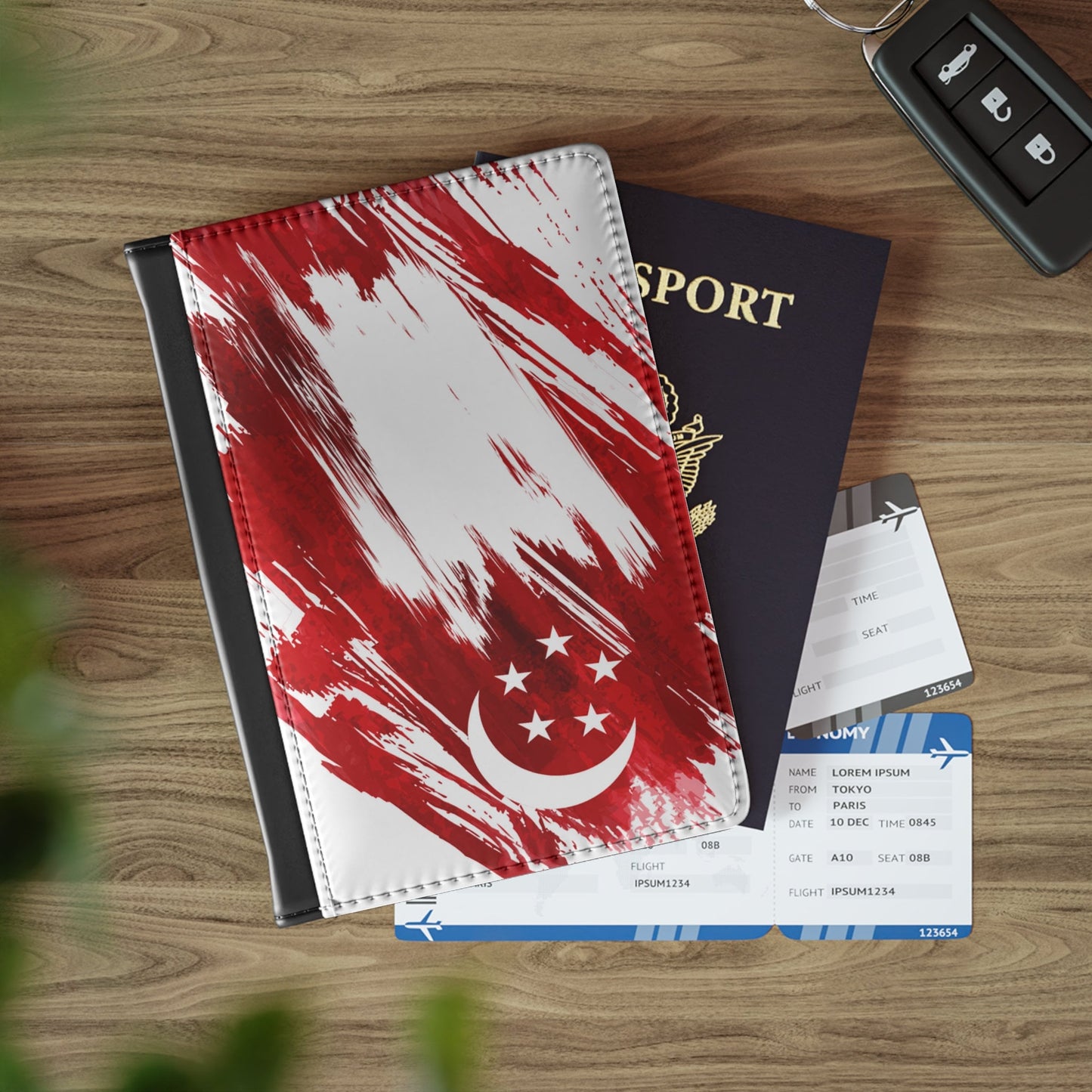 Singapore Flag Passport Holder, traveler's and expats' essential, study abroad must-have, wanderlust accessory