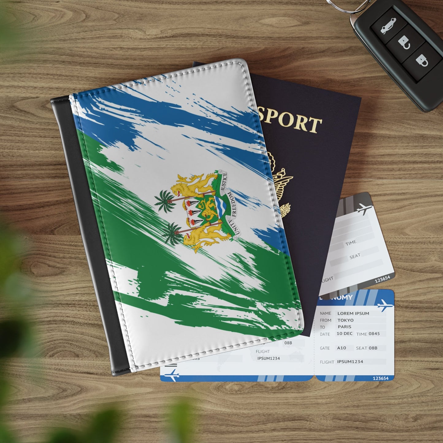 Sierra Leone Flag Passport Holder, traveler's and expats' essential, study abroad must-have, wanderlust accessory