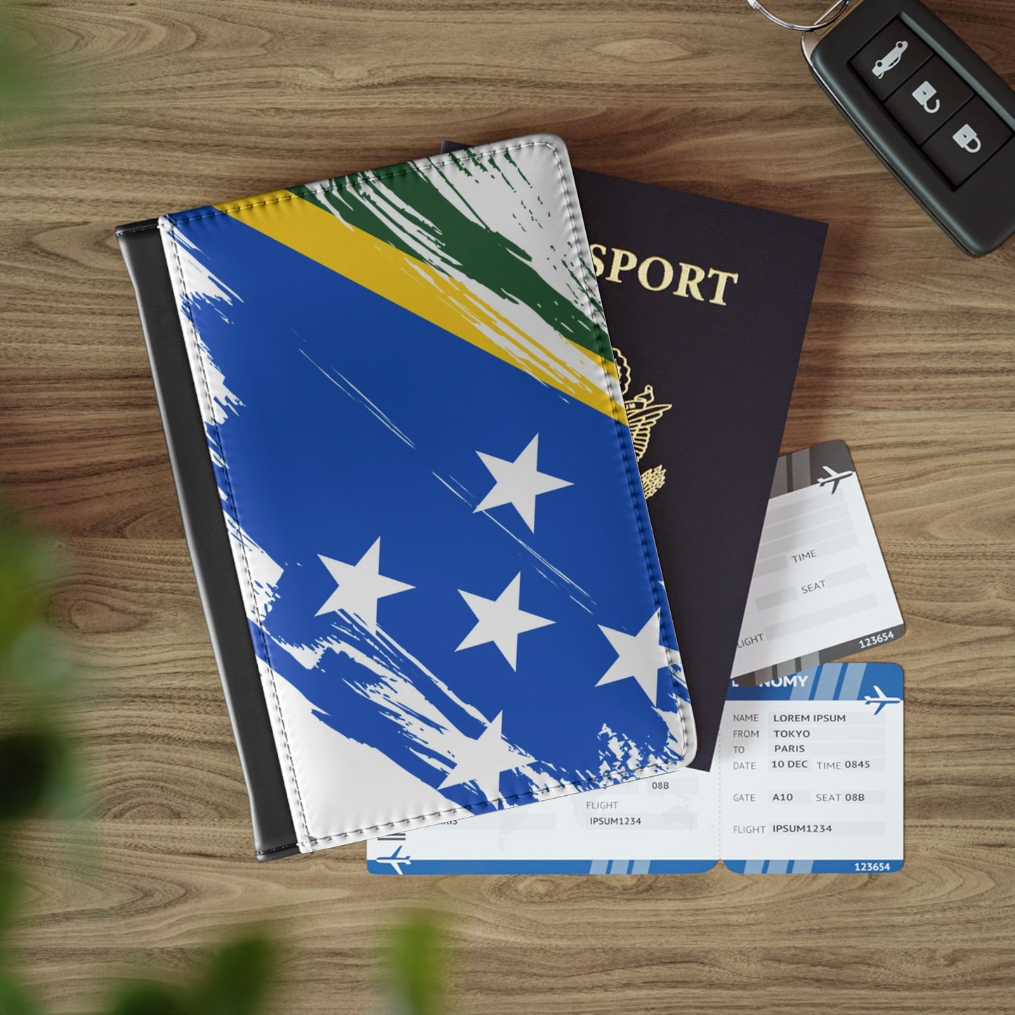 Solomon Islands Flag Passport Holder, traveler's and expats' essential, study abroad must-have, wanderlust accessory