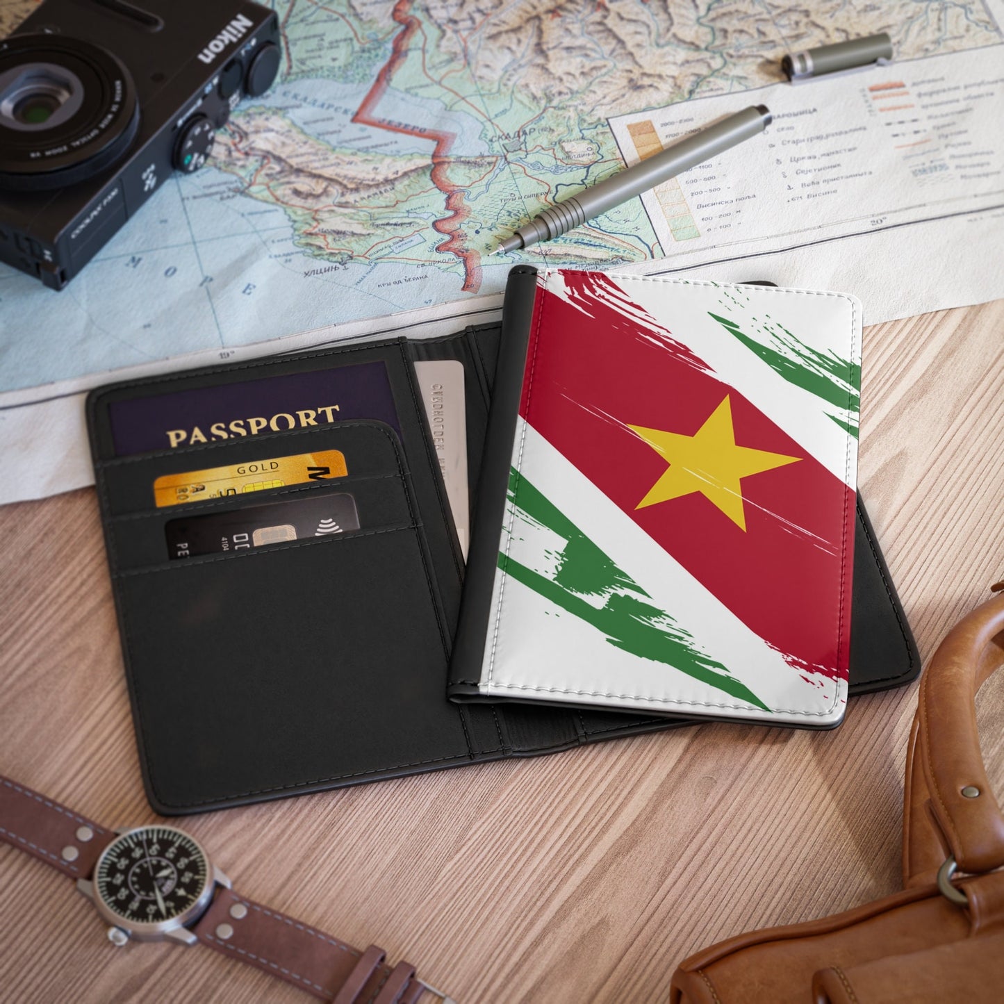 Suriname Flag Passport Holder, traveler's and expats' essential, study abroad must-have, wanderlust accessory