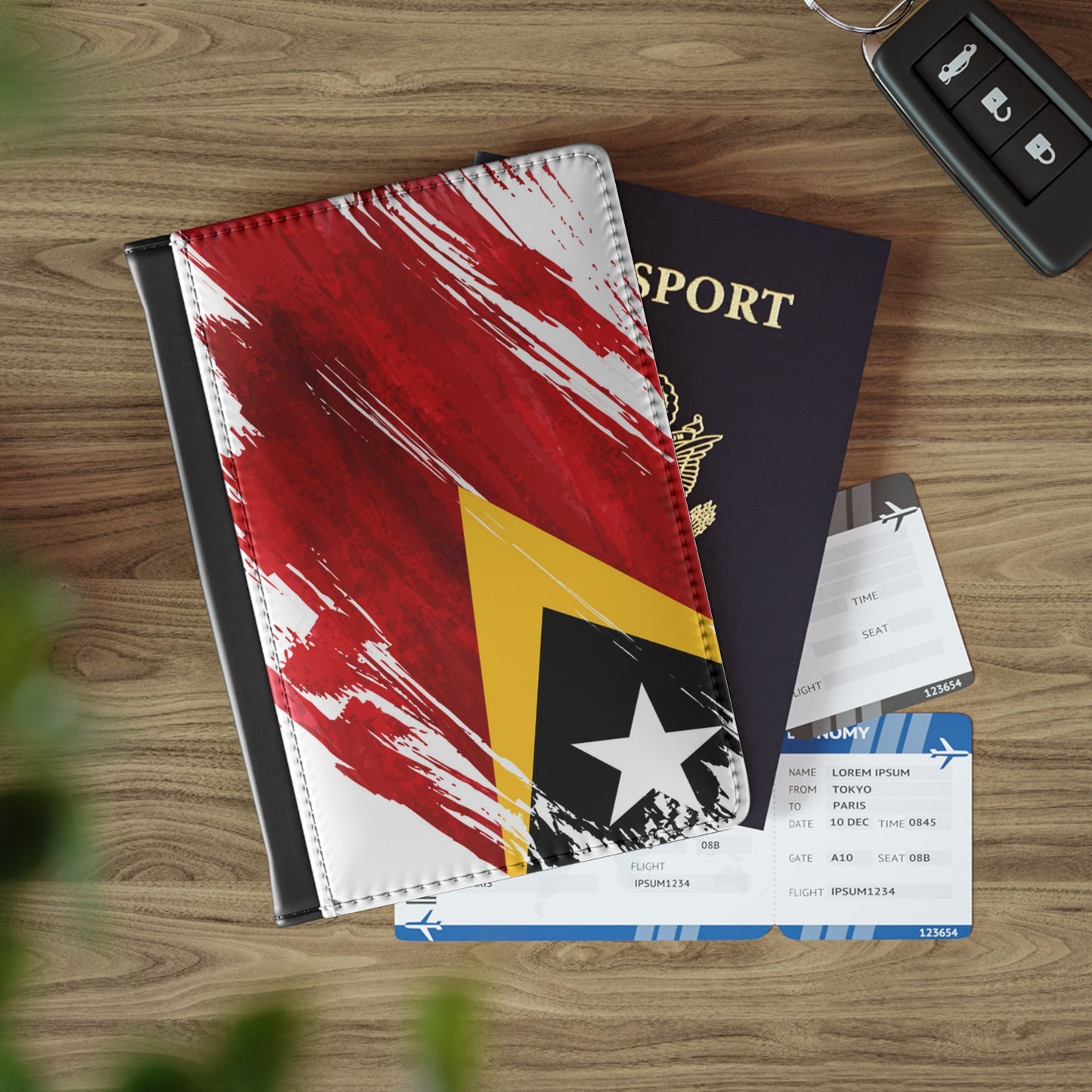 Timor-Leste Flag Passport Holder, traveler's and expats' essential, study abroad must-have, wanderlust accessory