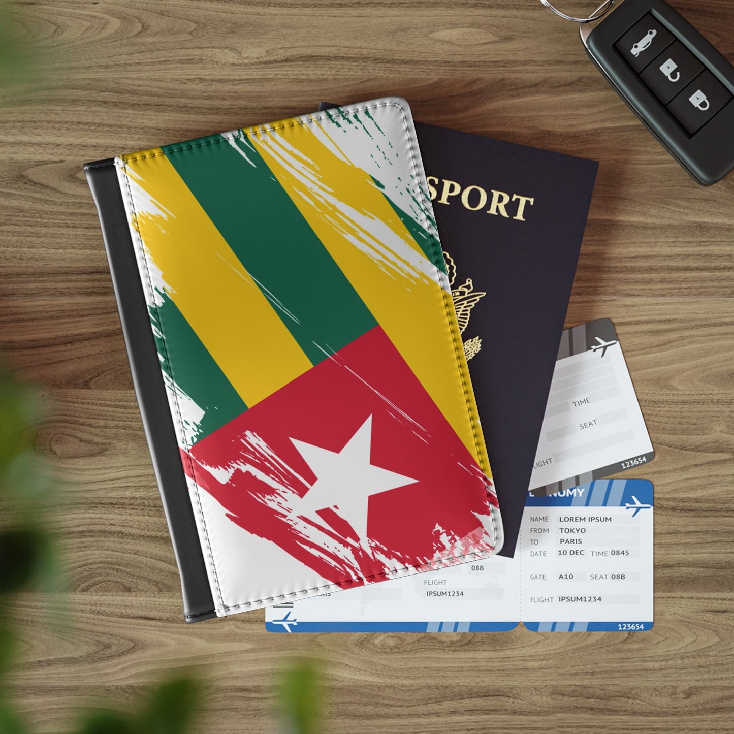 Togo Flag Passport Holder, traveler's and expats' essential, study abroad must-have, wanderlust accessory