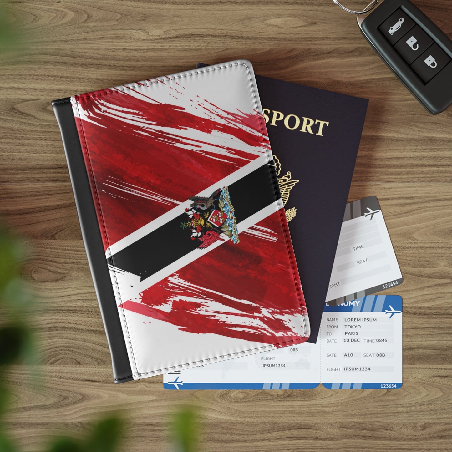 Trinidad and Tobago Flag Passport Holder, traveler's and expats' essential, study abroad must-have, wanderlust accessory