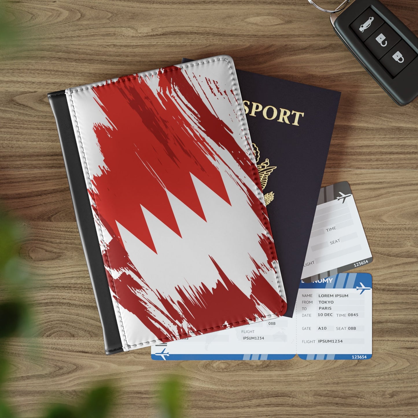 Bahrain Flag Passport Holder, traveler's and expats' essential, study abroad must-have, wanderlust accessory