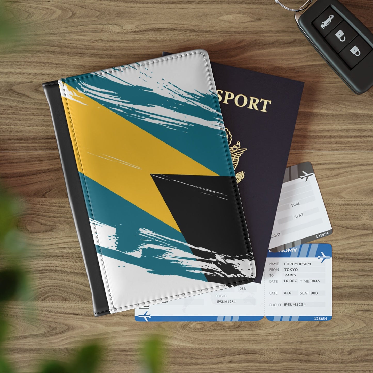 Bahamas Flag Leather Passport Holder, traveler's and expats' essential, study abroad must-have, wanderlust accessory