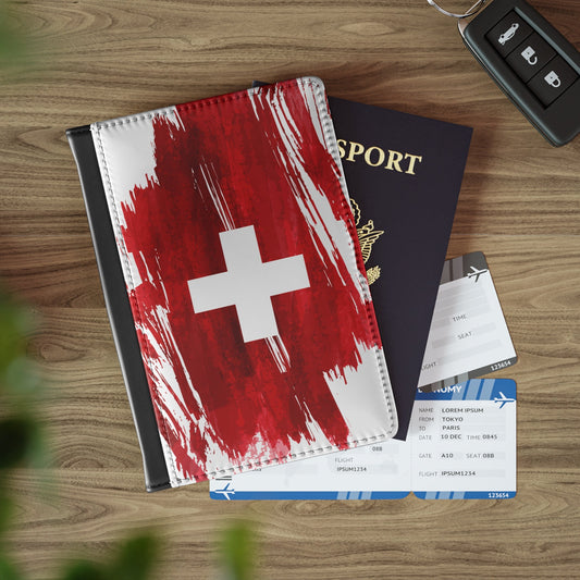 Switzerland Flag Leather Passport Holder, traveler's and expats' essential, study abroad must-have, wanderlust accessory