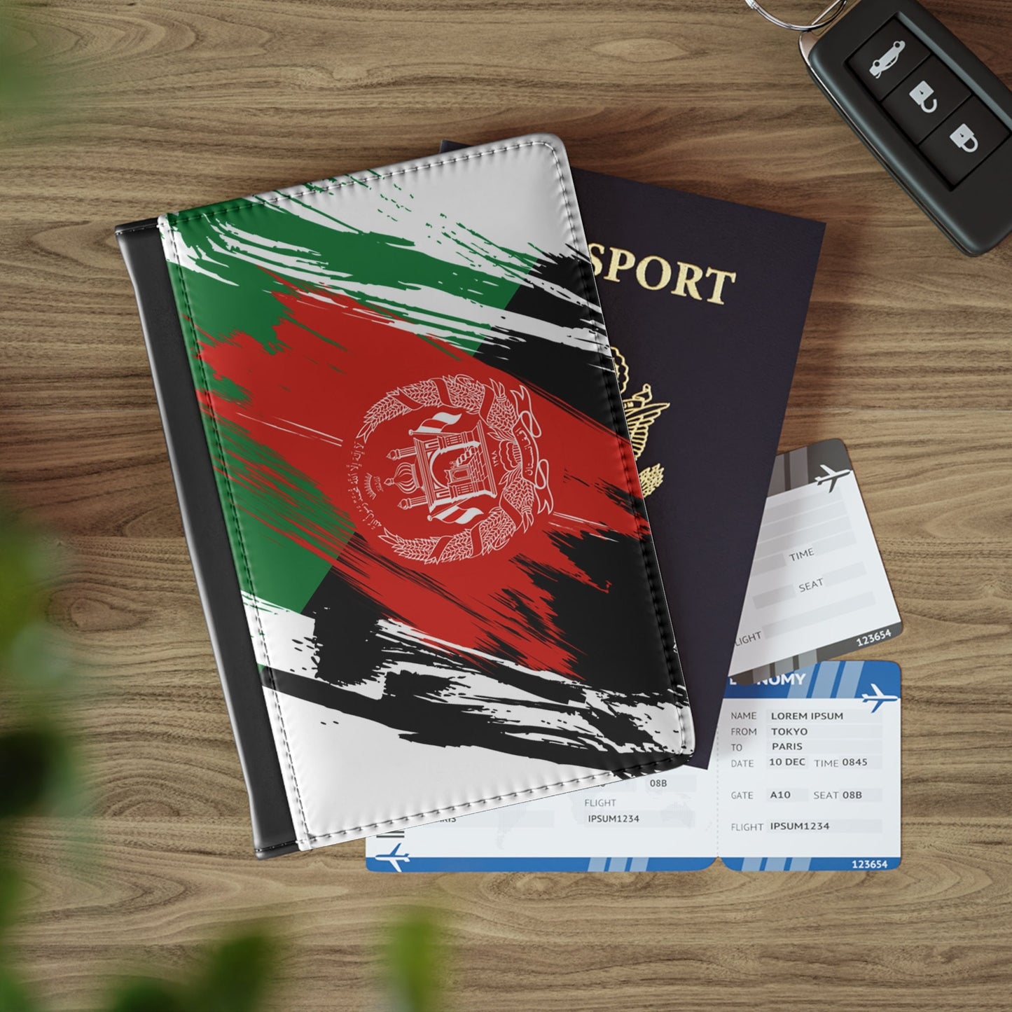 Afghanistan Flag Leather Passport Holder, traveler's and expats' essential, study abroad must-have, wanderlust accessory