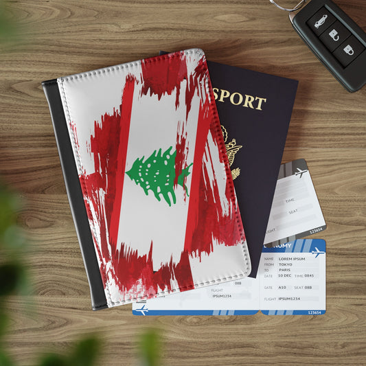 Lebanon Flag Leather Passport Holder, traveler's and expats' essential, study abroad must-have, wanderlust accessory