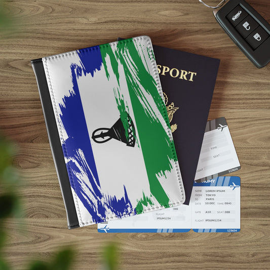 Lesotho Flag Leather Passport Holder, traveler's and expats' essential, study abroad must-have, wanderlust accessory