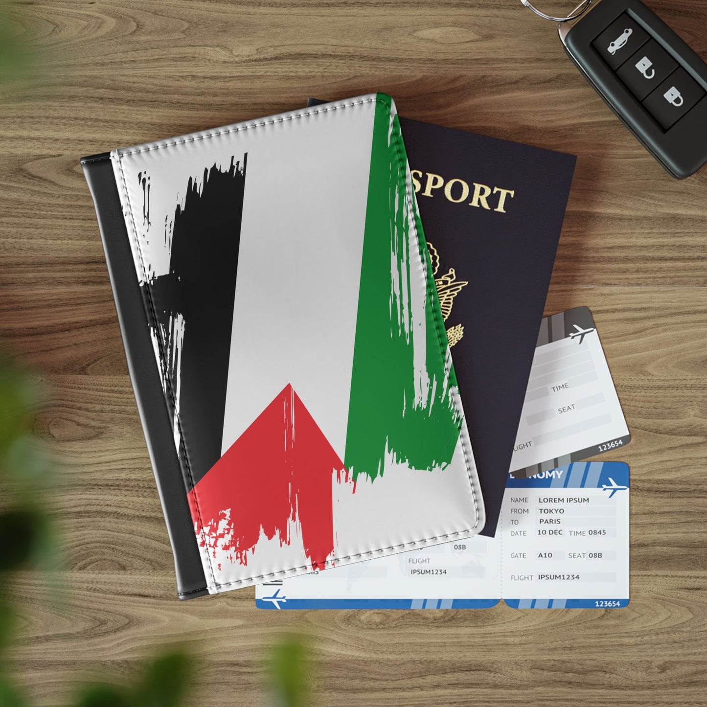 Palestine Flag Leather Passport Holder, traveler's and expats' essential, study abroad must-have, wanderlust accessory