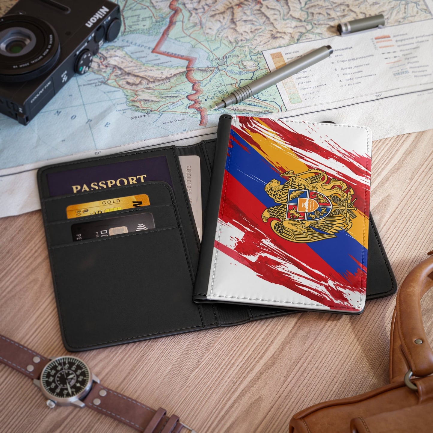 Armenia Leather Passport Holder, traveler's and expats' essential, study abroad must-have, wanderlust accessory