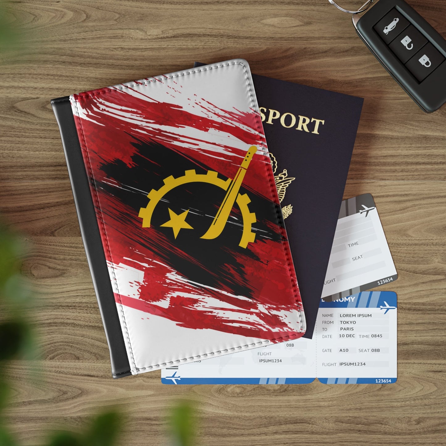 Angola Flag Leather Passport Holder, traveler's and expats' essential, study abroad must-have, wanderlust accessory