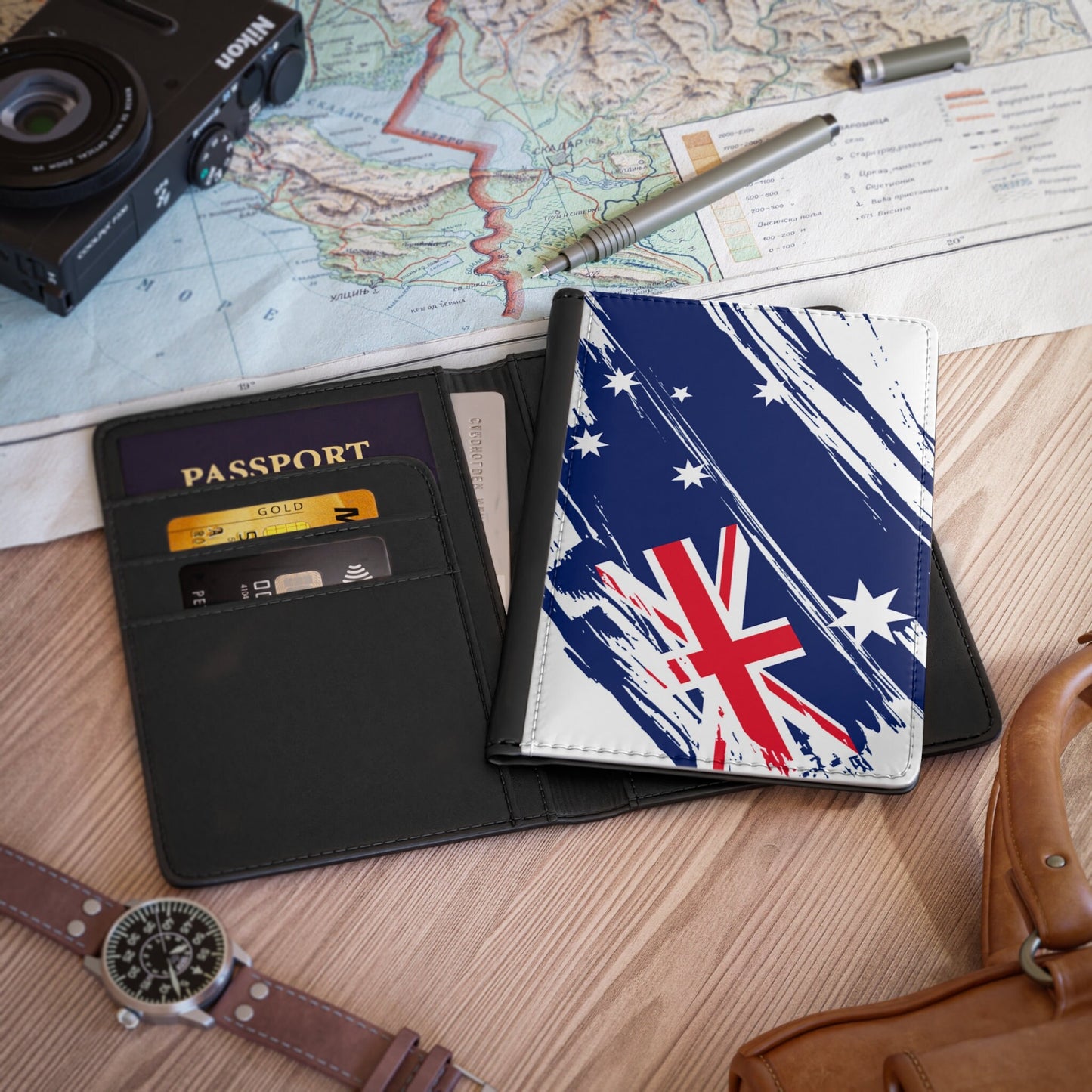 Australia Flag Leather Passport Holder, traveler's and expats' essential, study abroad must-have, wanderlust accessory