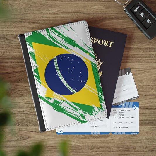 Brazil Flag Passport Holder, printed leather, traveler's and expats' essential, study abroad must-have, wanderlust accessory