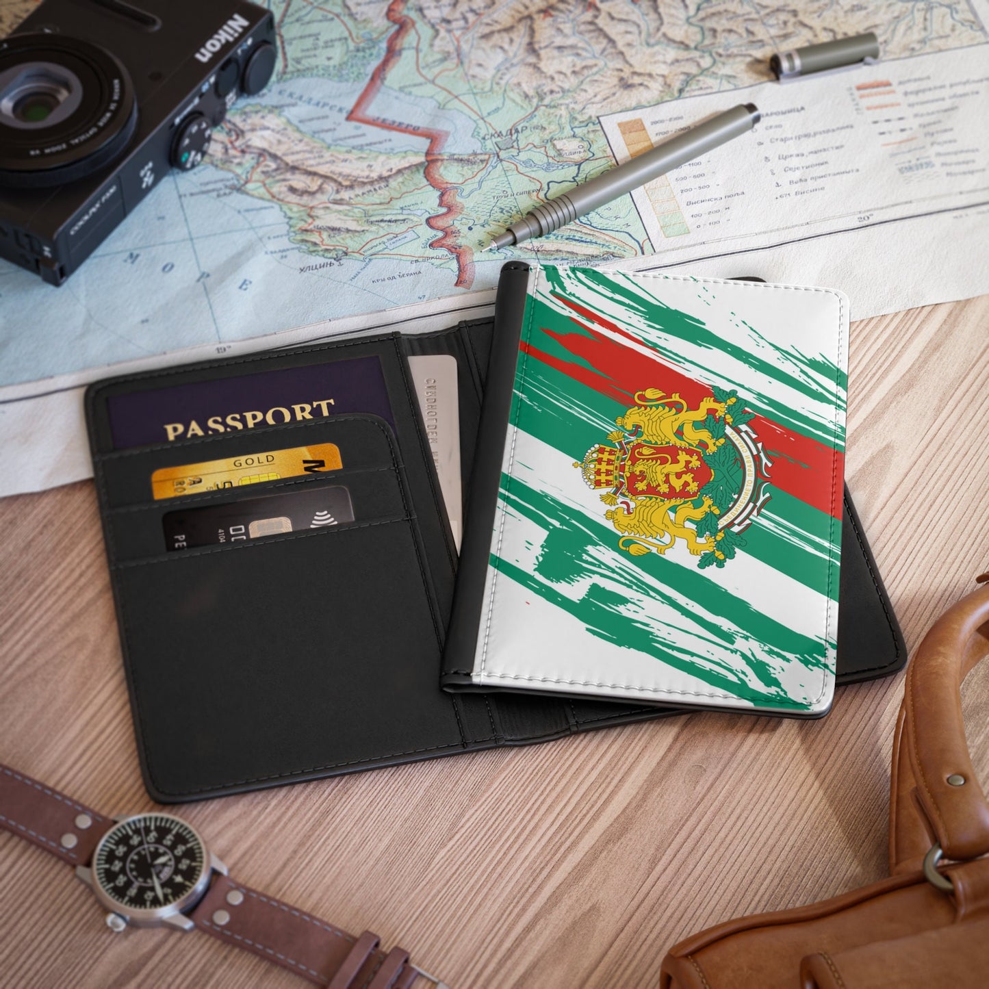 Bulgaria Flag Passport Holder, traveler's and expats' essential, study abroad must-have, wanderlust accessory