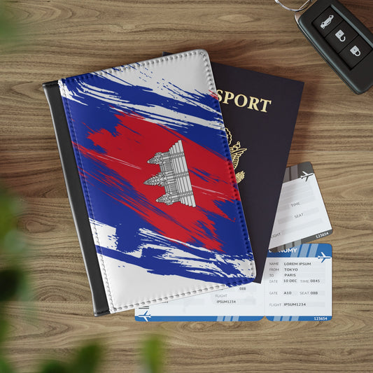 Cambodia Flag Passport Holder, traveler's and expats' essential, study abroad must-have, wanderlust accessory