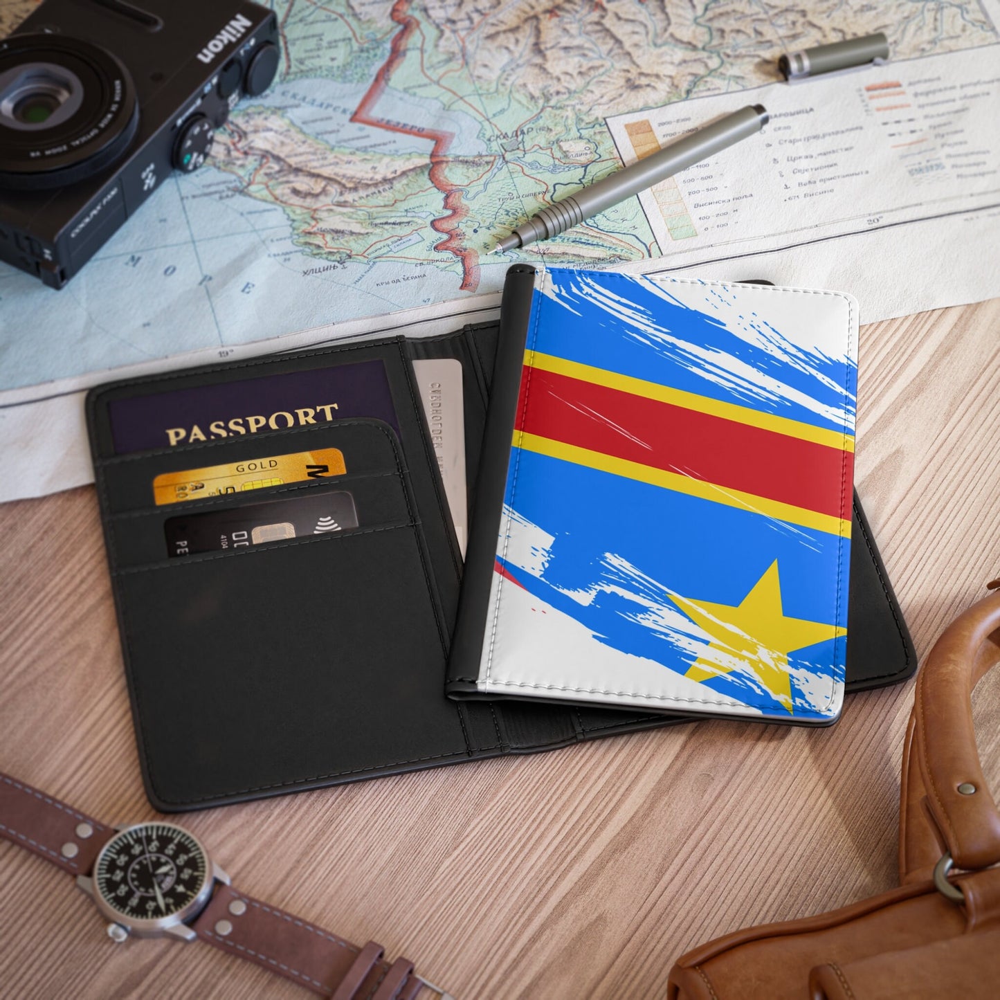 Congo Flag Passport Holder, traveler's and expats' essential, study abroad must-have, wanderlust accessory
