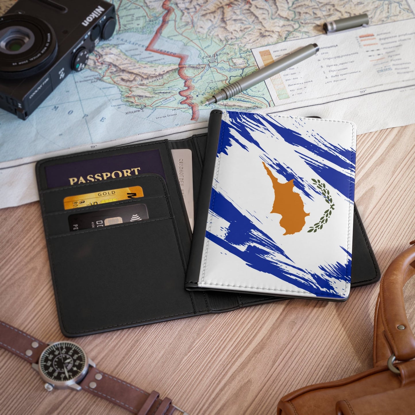 Cyprus Flag Passport Holder, traveler's and expats' essential, study abroad must-have, wanderlust accessory