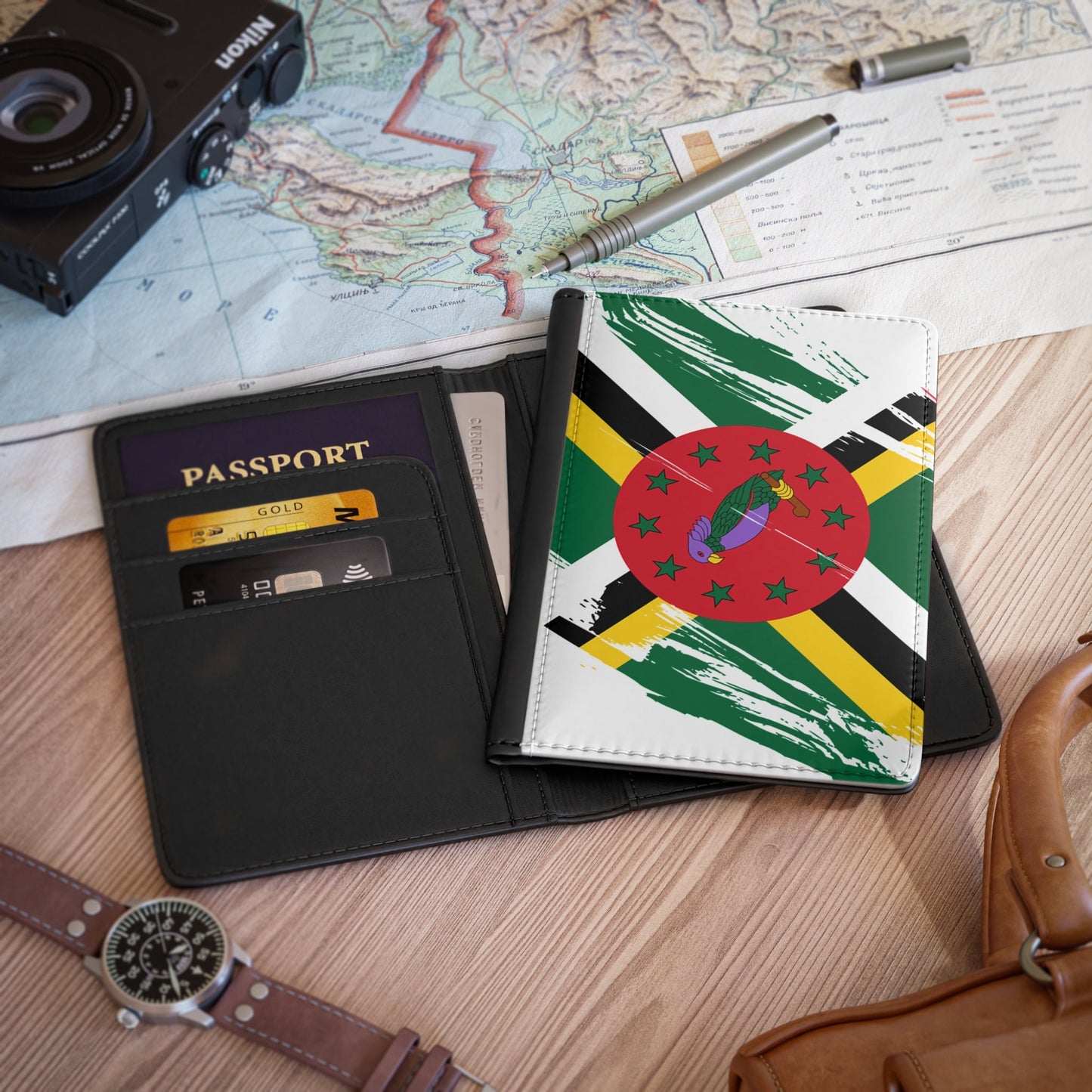 Dominica Flag Passport Holder, traveler's and expats' essential, study abroad must-have, wanderlust accessory