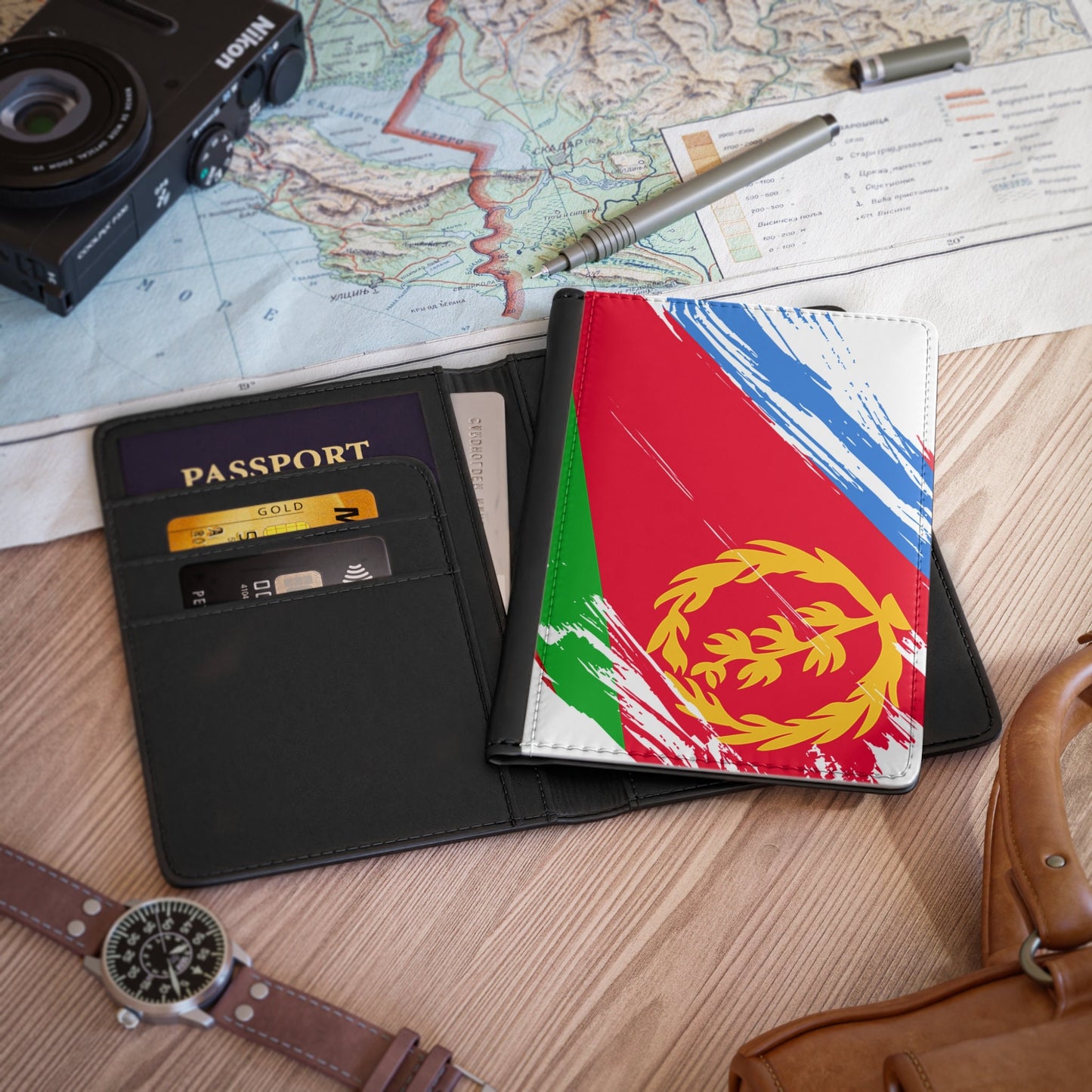 Eritrea Flag Passport Holder, traveler's and expats' essential, study abroad must-have, wanderlust accessory