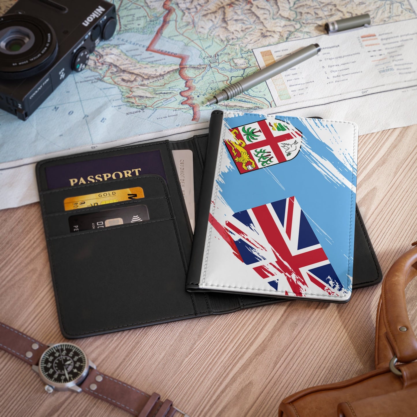 Fiji Flag Passport Holder, traveler's and expats' essential, study abroad must-have, wanderlust accessory