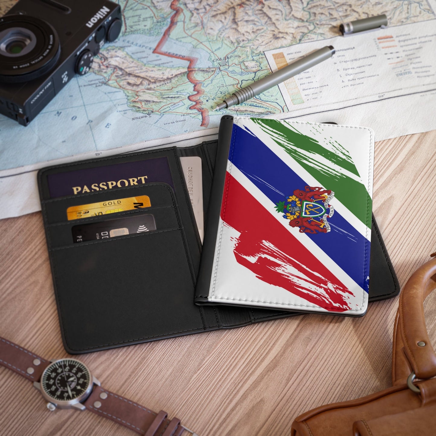 Gambia Flag Passport Holder, traveler's and expats' essential, study abroad must-have, wanderlust accessory