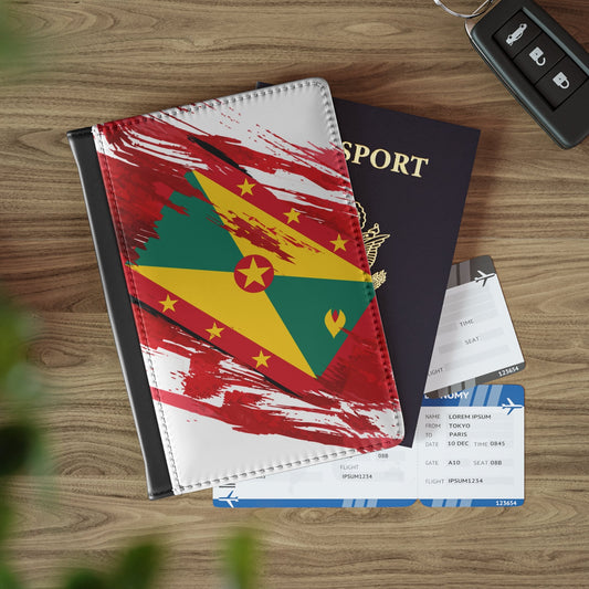 Grenada Flag Passport Holder, traveler's and expats' essential, study abroad must-have, wanderlust accessory