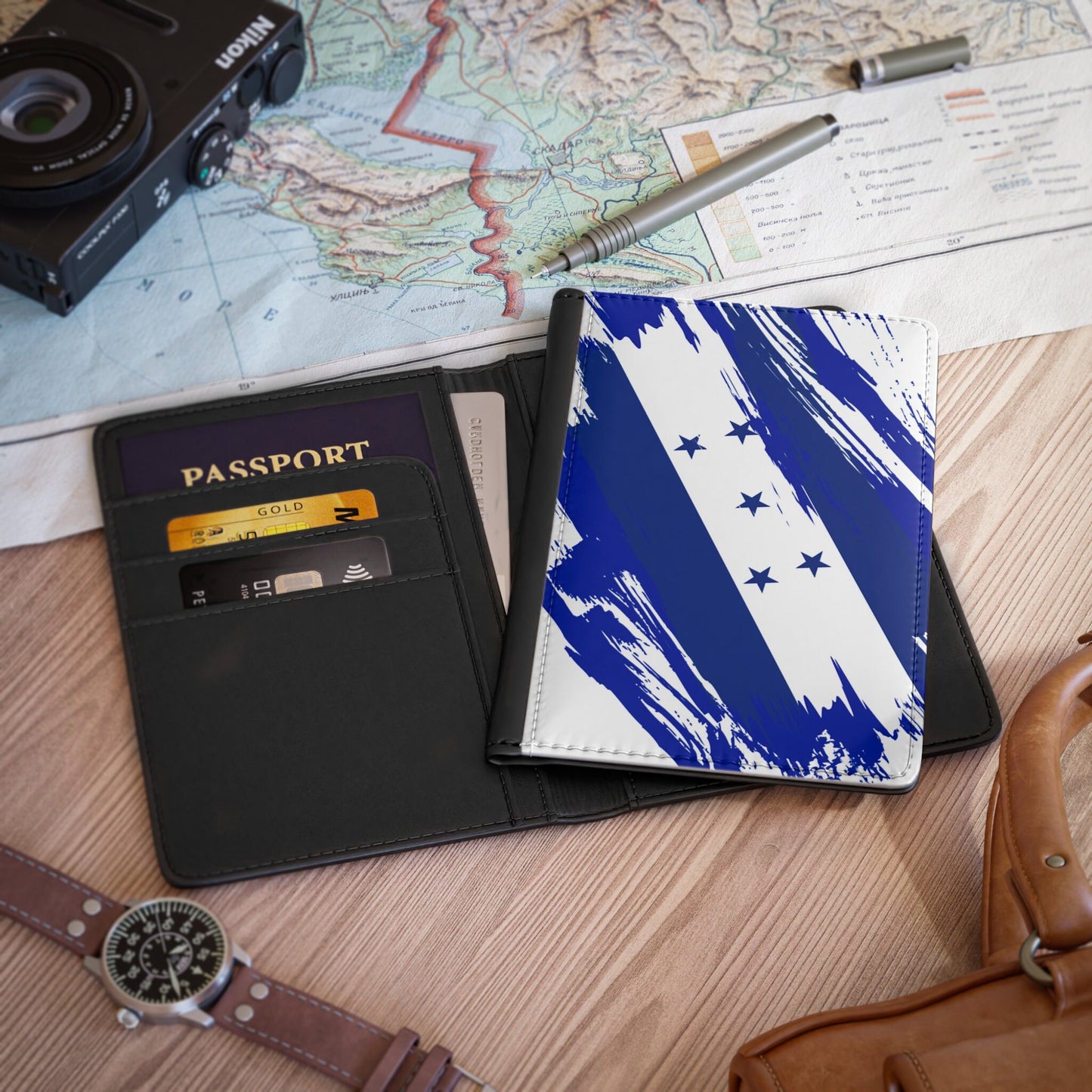 Honduras Flag Passport Holder, traveler's and expats' essential, study abroad must-have, wanderlust accessory