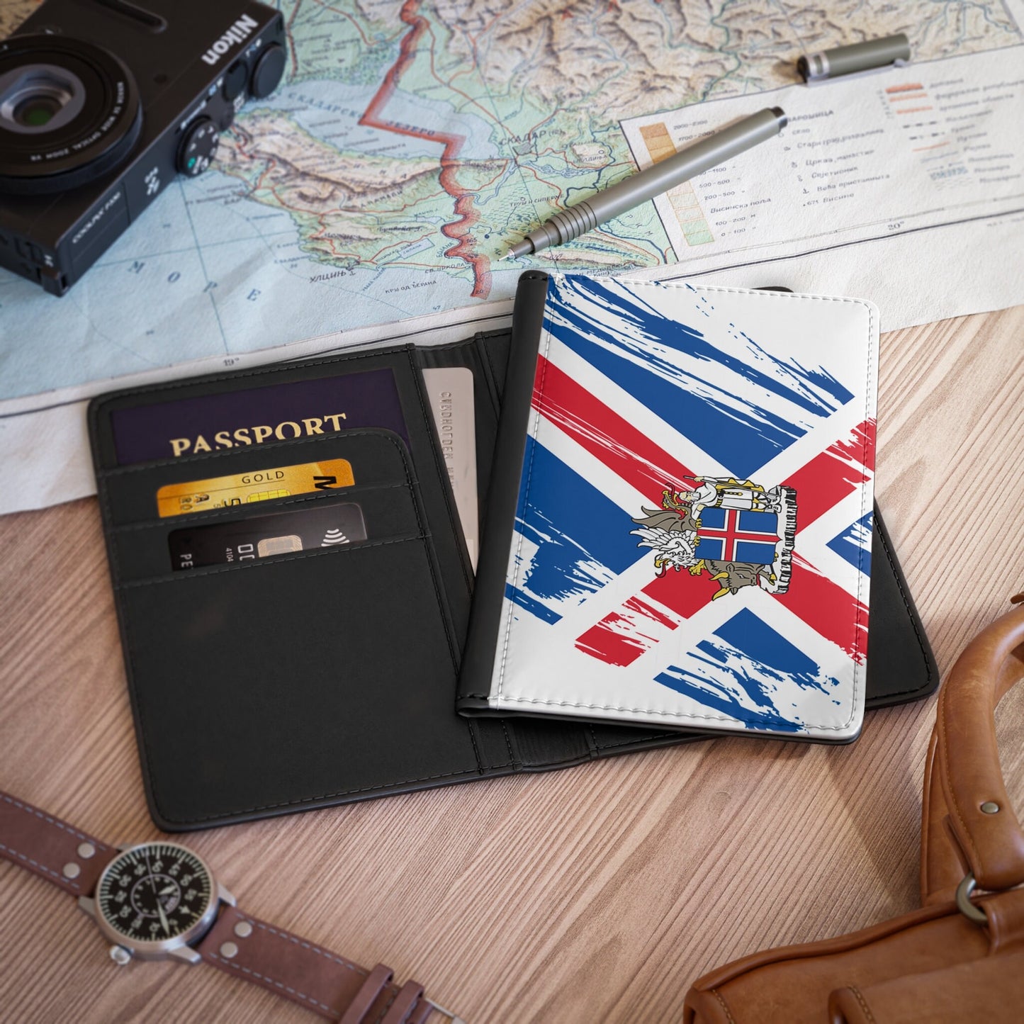 Iceland Flag Passport Holder, traveler's and expats' essential, study abroad must-have, wanderlust accessory