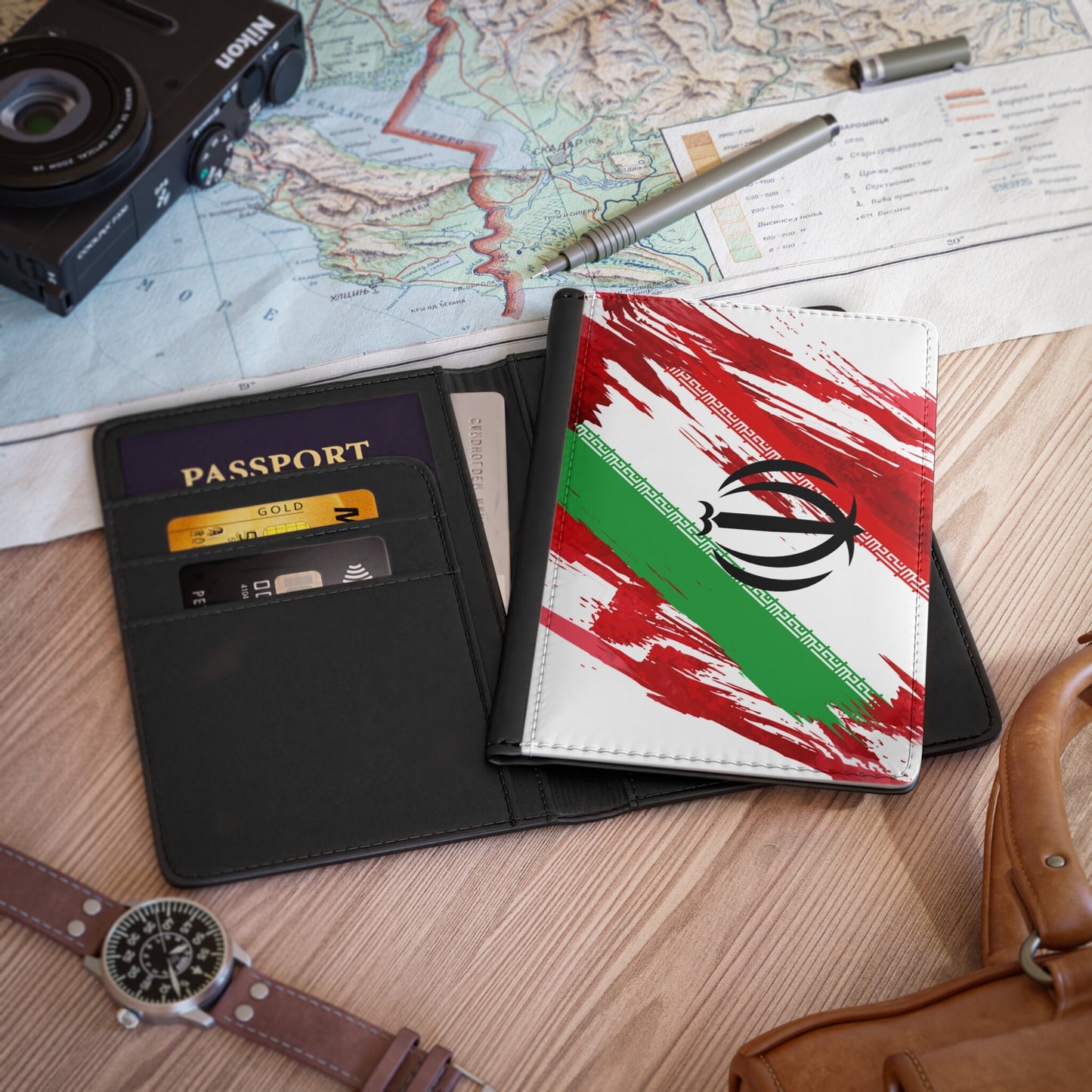 Iran Flag Passport Holder, traveler's and expats' essential, study abroad must-have, wanderlust accessory