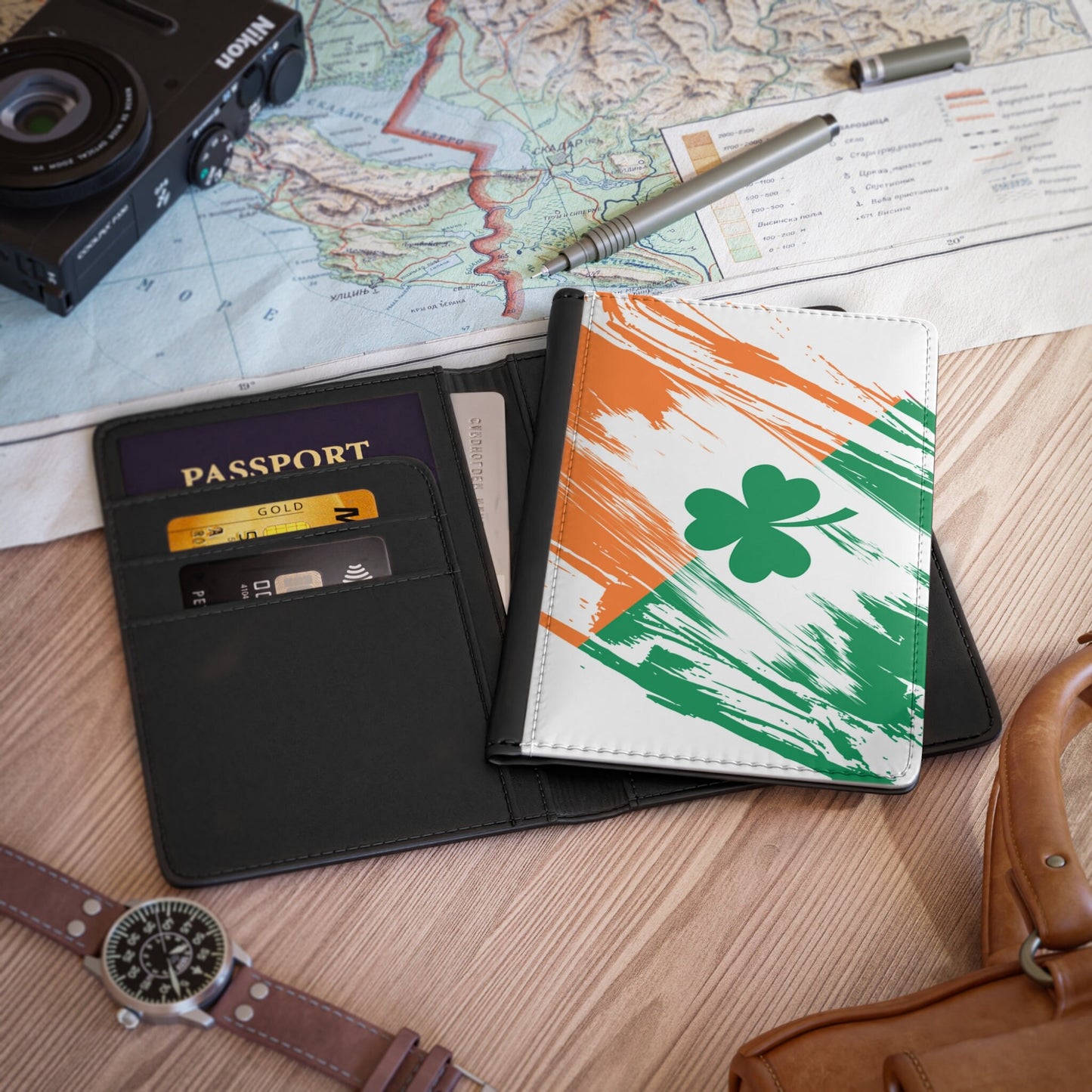 Ireland Flag Passport Holder, traveler's and expats' essential, study abroad must-have, wanderlust accessory