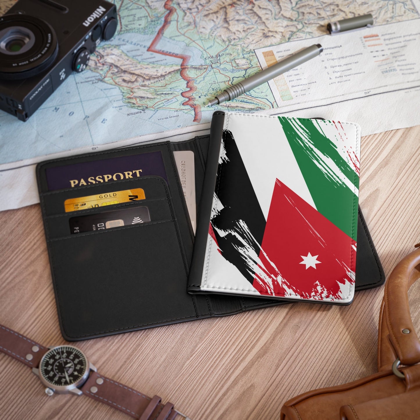 Jordan Flag Passport Holder, traveler's and expats' essential, study abroad must-have, wanderlust accessory