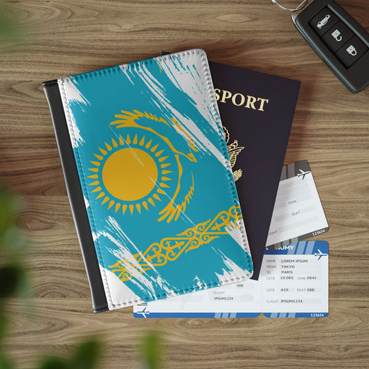 Kazakhstan Flag Passport Holder, traveler's and expats' essential, study abroad must-have, wanderlust accessory