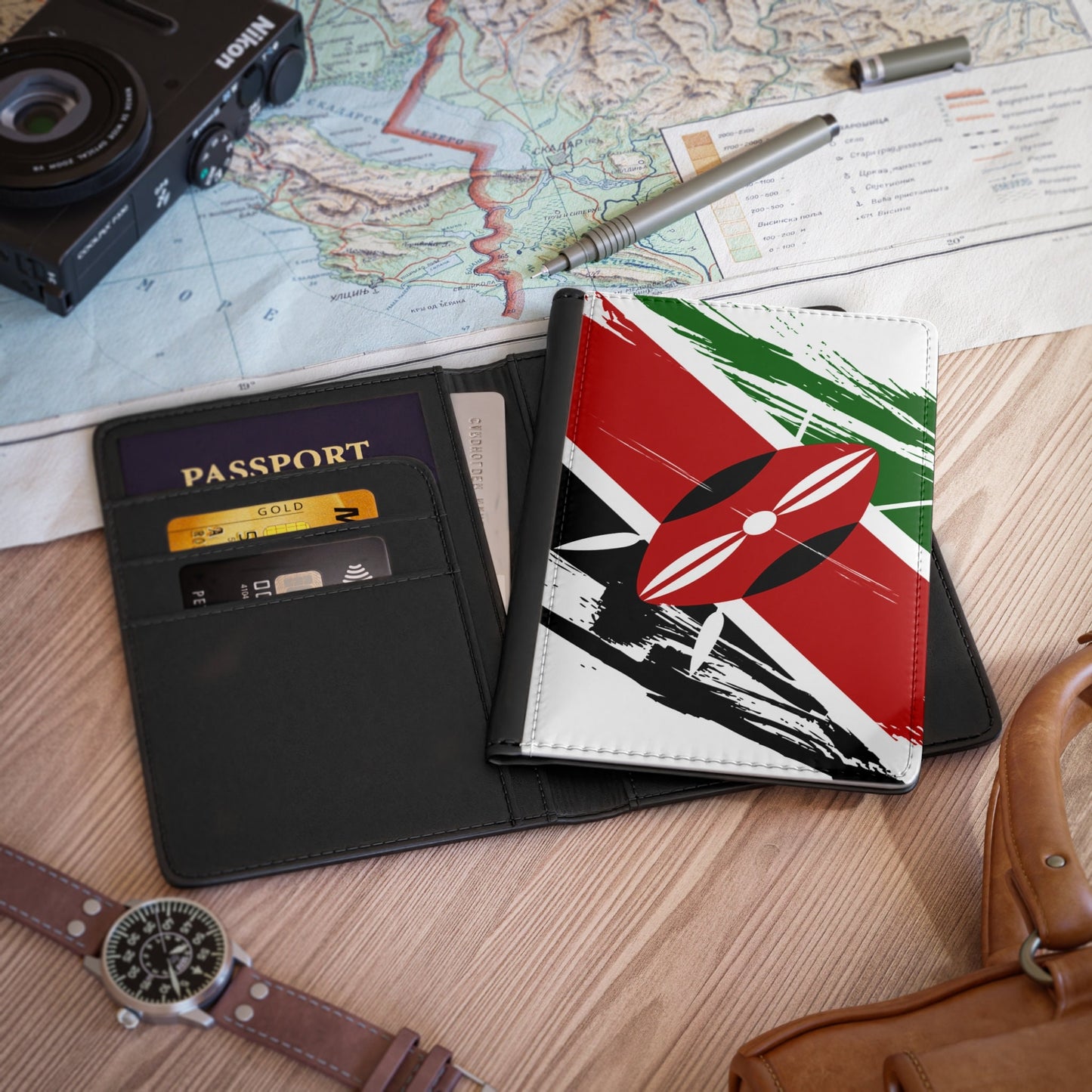 Kenya Flag Passport Holder, traveler's and expats' essential, study abroad must-have, wanderlust accessory