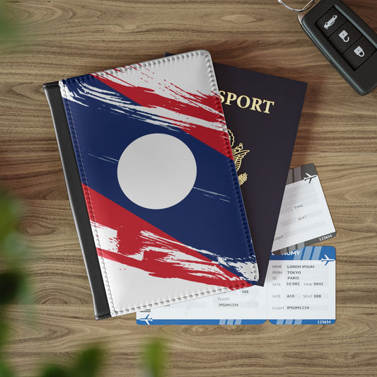 Laos Flag Passport Holder, traveler's and expats' essential, study abroad must-have, wanderlust accessory