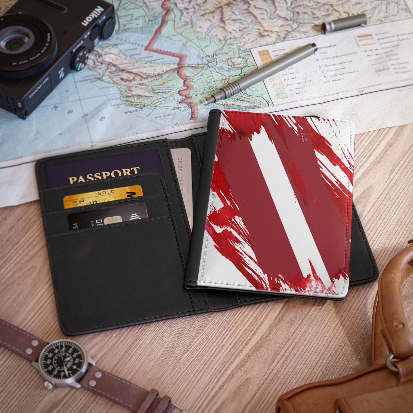 Latvia Flag Passport Holder, traveler's and expats' essential, study abroad must-have, wanderlust accessory