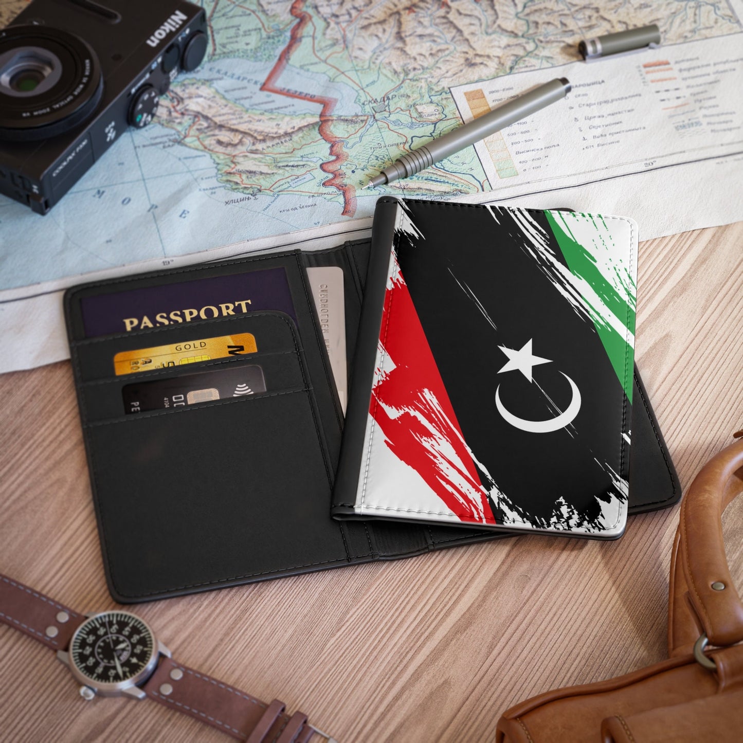 Libya Flag Passport Holder, traveler's and expats' essential, study abroad must-have, wanderlust accessory
