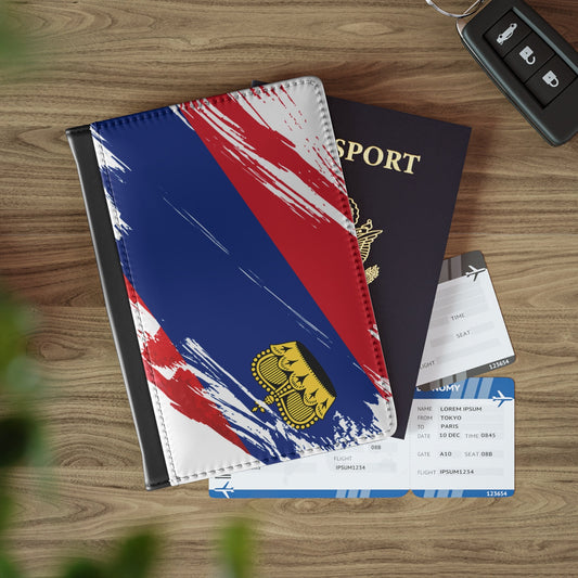 Liechtenstein Flag Passport Holder, traveler's and expats' essential, study abroad must-have, wanderlust accessory