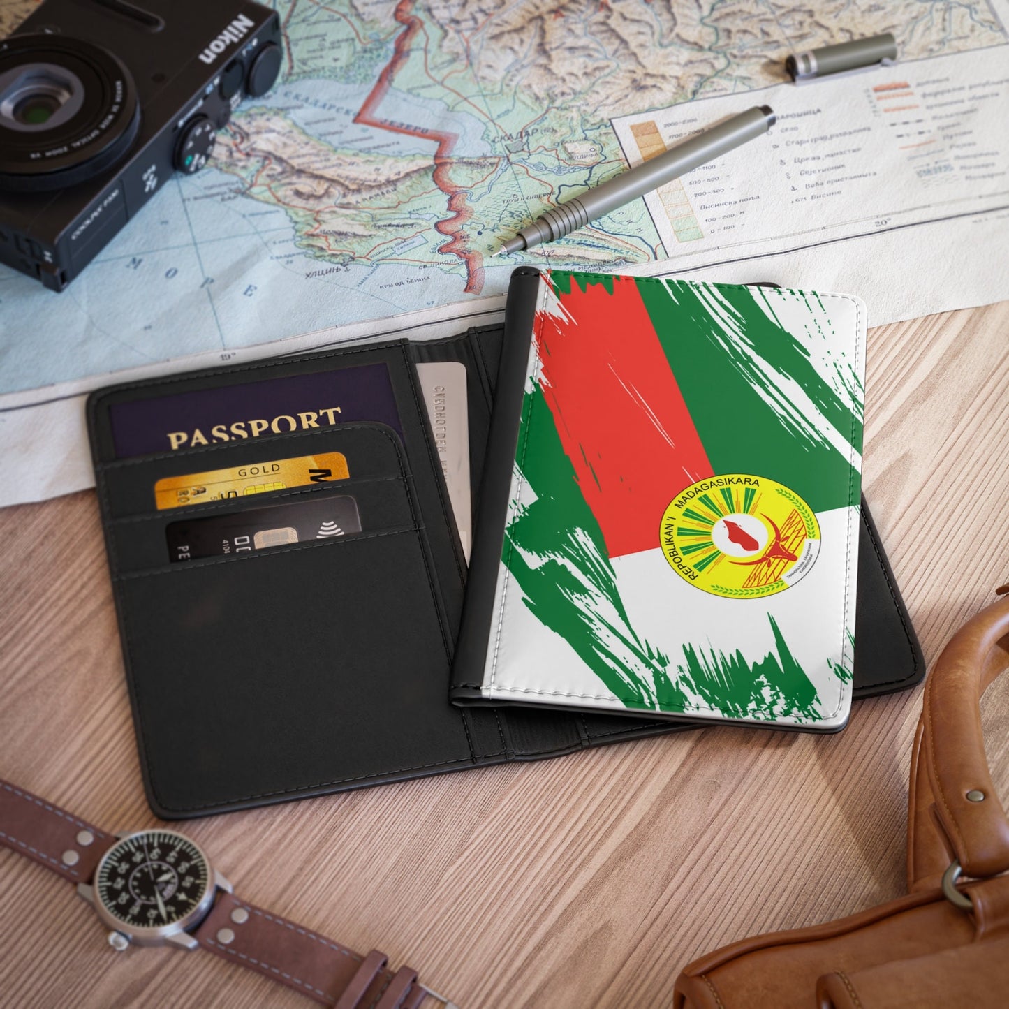 Madagascar Flag Passport Holder, traveler's and expats' essential, study abroad must-have, wanderlust accessory