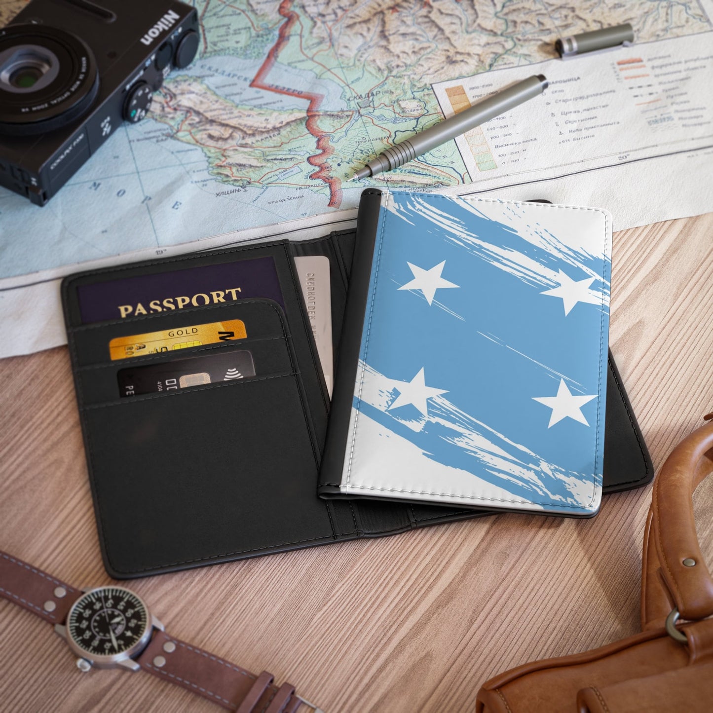 Micronesia Flag Passport Holder, traveler's and expats' essential, study abroad must-have, wanderlust accessory