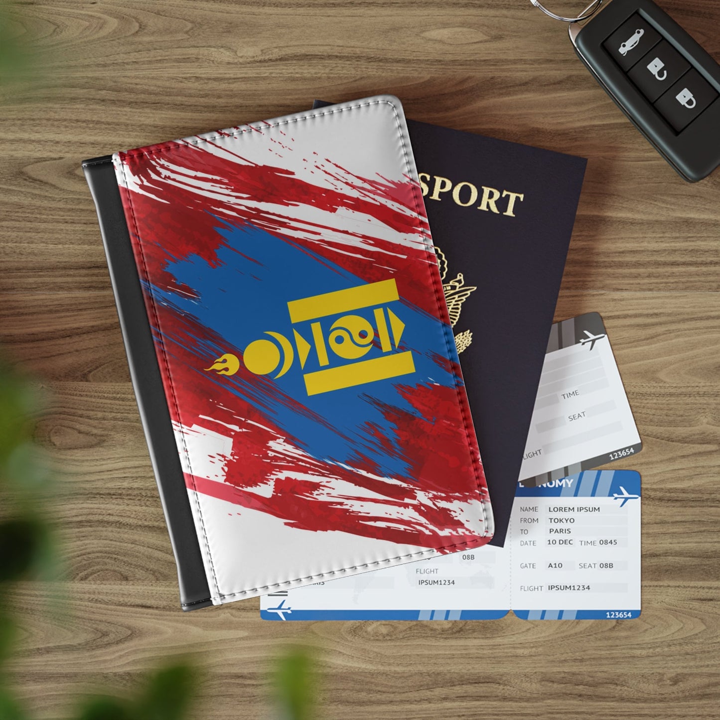 Mongolia Flag Passport Holder, traveler's and expats' essential, study abroad must-have, wanderlust accessory