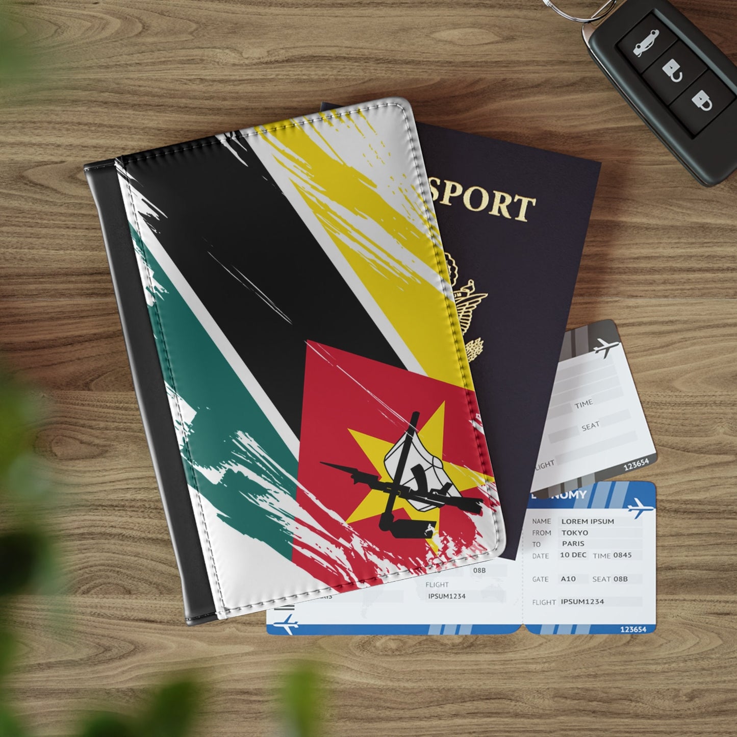 Mozambique Flag Passport Holder, traveler's and expats' essential, study abroad must-have, wanderlust accessory