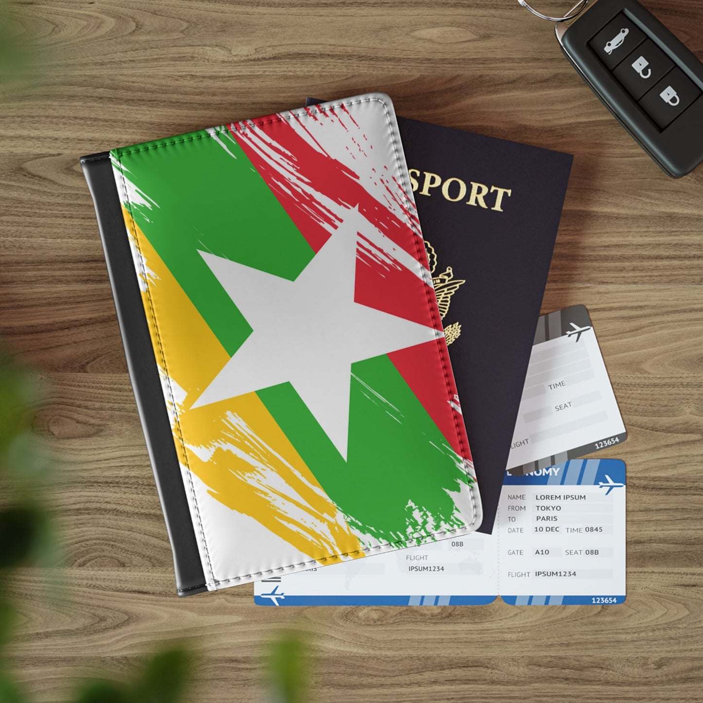 Myanmar Flag Passport Holder, traveler's and expats' essential, study abroad must-have, wanderlust accessory