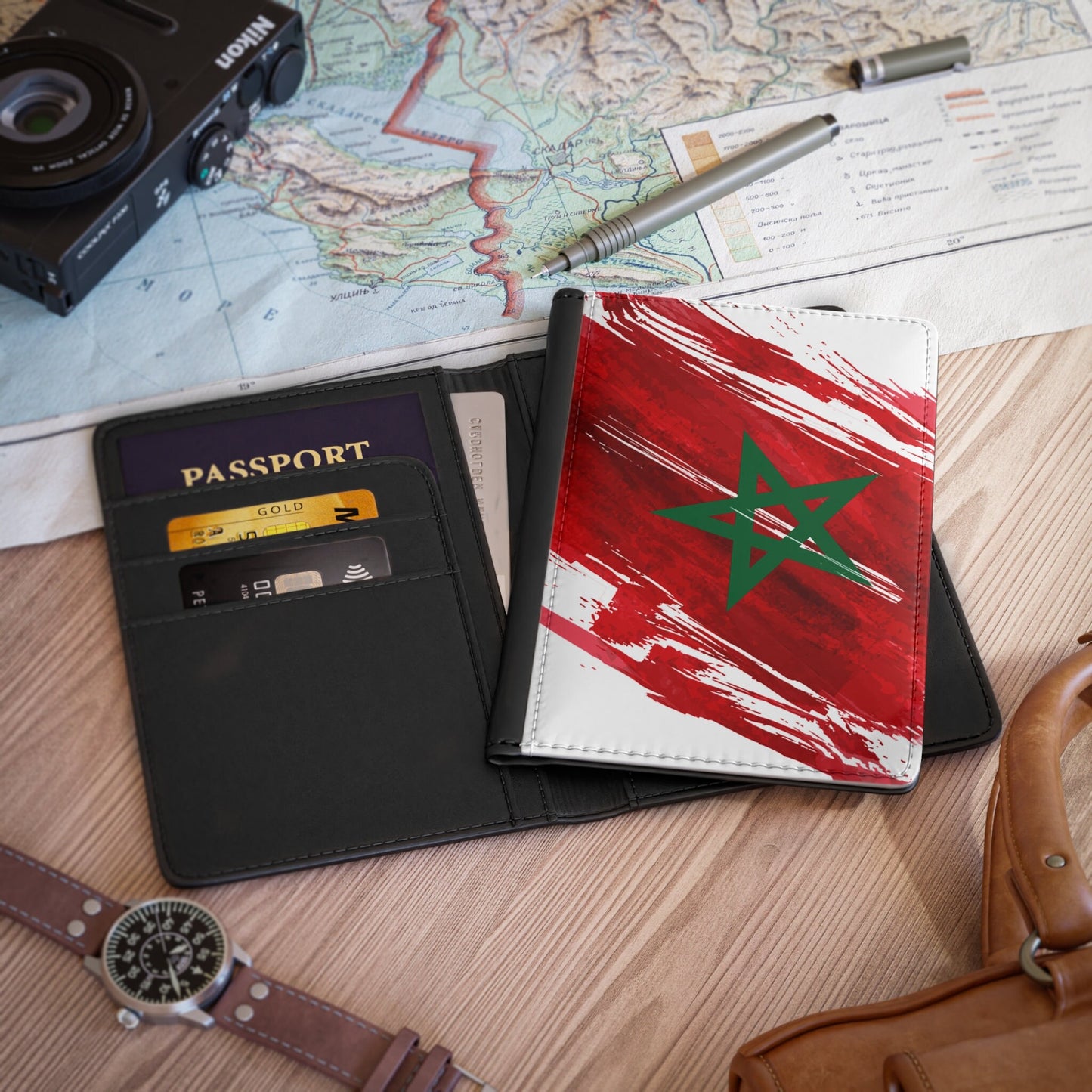 Morocco Flag Passport Holder, traveler's and expats' essential, study abroad must-have, wanderlust accessory