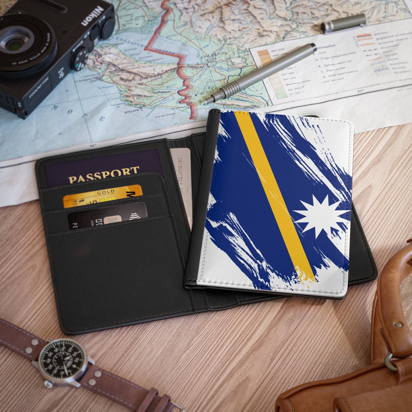 Nauru Flag Passport Holder, traveler's and expats' essential, study abroad must-have, wanderlust accessory